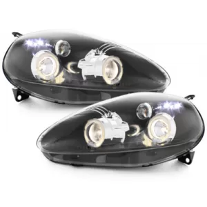 Headlights suitable for Fiat Grande Punto (09.2005-2008) Angel Eyes 2 Halo Rims Black