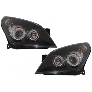 Headlights suitable for Opel Astra H (03.2004-2009) Angel Eyes 2 Halo Rims Black