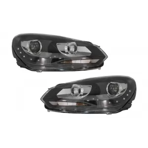 LED DRL Headlights suitable for VW Golf 6 VI (10.2008-2012) Black