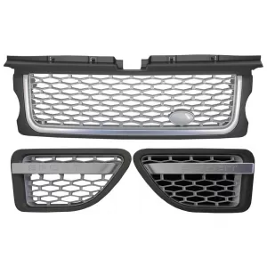 Central Grille and Side Vents Assembly suitable for Land Range Rover Sport L320 (2005-2008) Autobiography Look Silver Edition