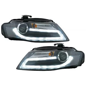 Headlights suitable for Audi A4 B8 8K (2008-2011) LED Daytime Running Light Bar Xenon Design LHD