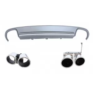Rear Bumper Valance Diffuser & Exhaust Tips suitable for AUDI A4 B8 Sedan Facelift (2012-2015) S4 Design