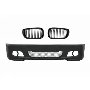 Front Bumper suitable for BMW 3 Series E46 Facelift Sedan Touring (2001-2004) M-Tech Look with Central Grille M Design Piano Black