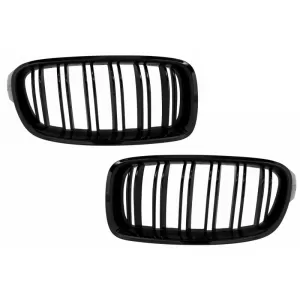 Central Kidney Grilles suitable for BMW 3 Series F30 F31 (2011-2019) Double Stripe M Design Piano Black