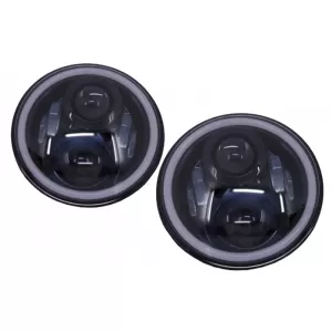 7 Inch CREE LED Headlights Amber Halo DRL suitable for Jeep Wrangler JK TJ LJ Land Rover Defender Mercedes W463 Black
