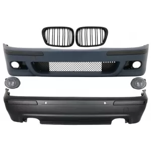 Body Kit suitable for BMW 5 Series E39 (1997-2003) Double Outlet M5 Design with Fog Lights Chrom and Central Grilles Piano Black