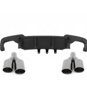 Double Outlet Air Diffuser suitable for BMW 5 Series F10 F11 (2011-2017) M Sport Design with Exhaust Muffler Tips Black