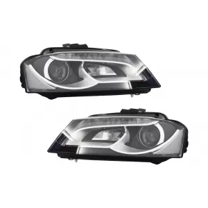 LED DRL Headlights for Audi A3 8P 8P1 8PA (2009-2012) Facelift Design Daytime Running Light Black