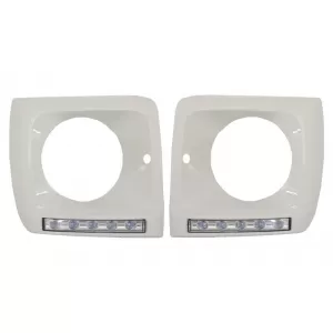 Headlights Covers White with LED DRL Daytime Running Lights suitable for Mercedes G-Class W463 (1989-2012) G65 Design Chrome