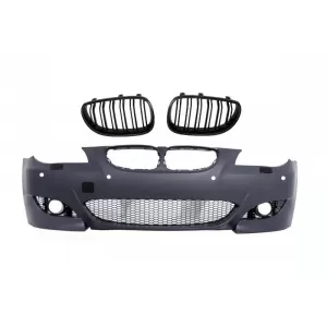 Front Bumper suitable for BMW 5 Series E60 E61 (2003-2007) M5 Design with Central Grilles Double Stripe Piano Black