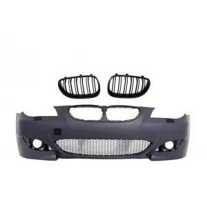 Front Bumper suitable for BMW 5 Series E60 (2003-2010) M5 Design with Central Grille Double Stripe Piano Black