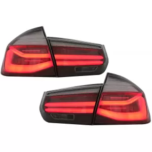 LED Taillights M Look Black Line suitable for BMW 3 Series F30 Pre LCI & LCI (2011-2019) Red Smoke Conversion to LCI Design with Dynamic Sequential Turning Light