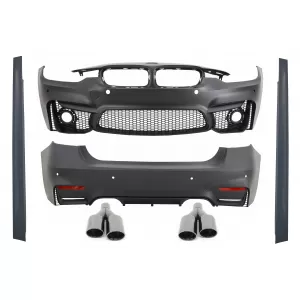 Body Kit suitable for BMW F30 (2011-2019) EVO II M3 CS Design with Exhaust Muffler Tips Quad M-Power Black