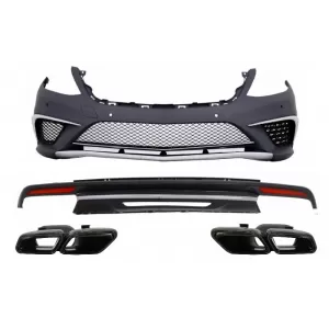 Body Kit suitable for Mercedes S-Class W222 Sport Line Package (2013-06.2017) S63 Design with Black Exhaust Muffler Tips