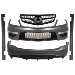 Suitable for MERCEDES C-Class W204 Facelift C63 Body Kit T-Modell S204 Station Wagon Estate with Front Grille Sport Black Glossy