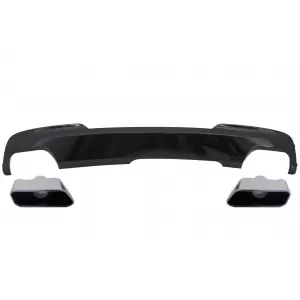Double Outlet Air Diffuser Brilliant Black Edition with Exhaust Muffler Tips Sport M-Tech 550i Design suitable for BMW F10 F11 (2011-2017)