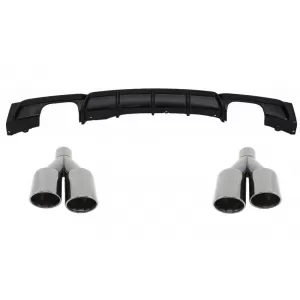 Rear Diffuser Double Outlet Brilliant Black Edition with Exhaust Muffler Tips M-Power Black suitable for BMW 3 Series F30 F31 (2011-up) M Performance Design