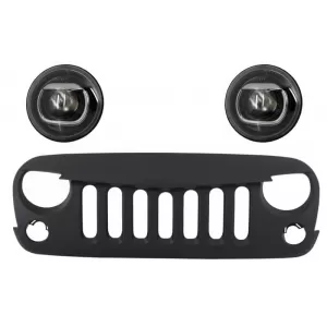 Central Front Grille with HID Bi-Xenon Headlights suitable for JEEP Wrangler Rubicon JK (2007-2017) Angry Bird Design