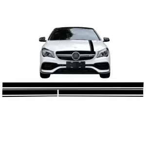 Set Sticker Matte Black Upper Bonnet Roof & Tailgate suitable for Mercedes CLA W117 C117 X117 (2013-2016) A-Class W176 (2012-2018) 45 Design