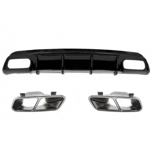 Rear Diffuser Black Edition with Muffler Tips suitable for Mercedes A-Class W176 (2012-2018) A45 Facelift Design