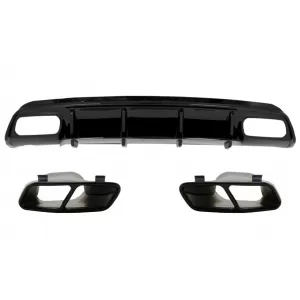 Rear Diffuser with Muffler Tips Black suitable for Mercedes A-Class W176 (2012-2015) A45 Facelift Design