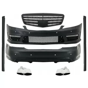 Body Kit suitable for Mercedes S-Class W221 (2005-2011) with Front Grille Piano Black and Exhaust Muffler Tips