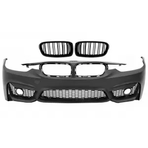 Front Bumper with Kidney Grilles Double Stripes suitable for BMW 3 Series F30 F31 Non LCI & LCI (2011-2018) M3 Sport EVO Design - COFBBMF30M3DDPB