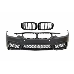 Front Bumper suitable for BMW 3 Series F30 F31 Non LCI & LCI (2011-2018) M3 Sport EVO Design with Kidney Grilles Double Stripe - COFBBMF30M3DWFDPB