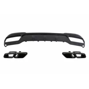 Rear Diffuser with Exhaust Tips Tailpipe Black suitable for MERCEDES E-Class W212 S212 AMG Sport Line Facelift (2013-2016) E63 Design