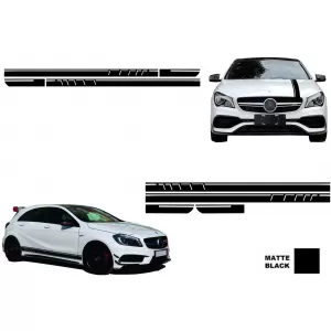 Set Sticker Side Decals Upper Bonnet Roof Tailgate Matte Black suitable for Mercedes CLA W117 C117 X117 (2013-2016) W176 (2012-2018) 45 Design Edition 1