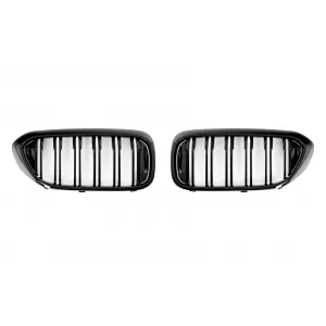 Central Kidney Grilles suitable for BMW 5 Series G30 G31 Sedan Touring (2017-2019) Double Stripe M Design Piano Black