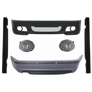 Body Kit suitable for BMW 3 Series E46 Sedan (1998-2004) Bumper with PDC Side Skirts and Fog Lights Clear Chrome M-Technik Design