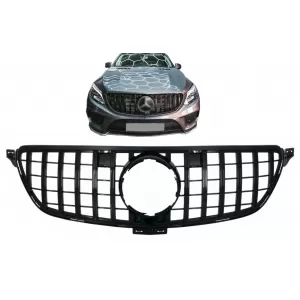 Front Grille suitable for Mercedes GLE Coupe C292 (2015-2018) GLE W166 SUV (2015-2018) GT-R Panamericana Design Piano Black