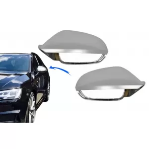 Complete Housing Mirror Covers suitable for Audi A6 4G C7 (2011-2018) Limousine Avant Extinction Aluminium RS6 Design With Side Assist - MCAUA64GSA
