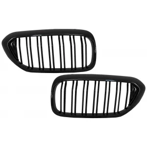 Central Kidney Grilles suitable for BMW 5 Series G30 G31 Sedan Touring (2017-2019) Double Stripe M Design Piano Black