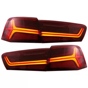 Taillights Full LED suitable for Audi A6 4G C7 Limousine (2011-2014) Red Clear Facelift Design with Sequential Dynamic Turning Lights