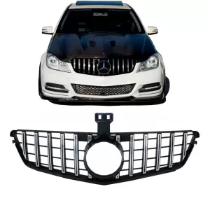 Front Grille suitable for Mercedes C-Class W204 S204 Limousine Station Wagon (2007-2014) GT-R Panamericana Design Chrom