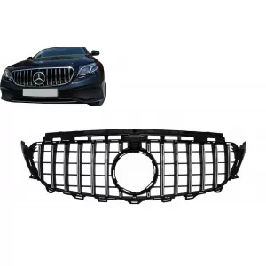 Central Grille suitable for Mercedes E-Class W213 S213 C238 A238 (2016-2019) GT-R Panamericana Design Black Chrome