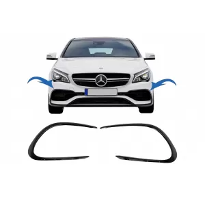 Front Bumper Flaps Side Fins Flics suitable for Mercedes CLA W117 C117 X117 (2016-2018) with Sport Bumper Piano Black Edition