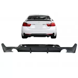 Rear Bumper Diffuser suitable for BMW F32 F33 F36 (2013-) Coupe Cabrio 4 Series M Performance Design Twin Single Outlet Piano Black
