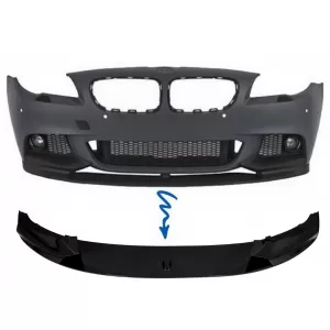 Front Bumper Spoiler Lip suitable for BMW 5 Series F10 F11 Sedan Touring (2011-2017) M Design Shiny Black