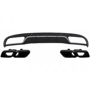 Rear Diffuser & Exhaust Tips suitable for Mercedes C-Class W205 S205 (2014-2018) C63 Design Black Package only for Standard Bumper