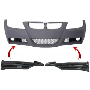 Carbon Front Splitters Spoiler suitable for BMW 3 Series E90 E91 Sedan Touring (2005-2008) only M-tech Bumper