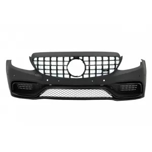 Front Bumper with Grille suitable for Mercedes C-Class W205 S205 C205 A205 (2014-2018) Limousine T-Model Coupe Cabriolet C63 Design