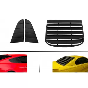 Classic Quarter Side Window Louvers suitable for Ford Mustang Mk6 VI Sixth Generation (2015-2019) with Rear Window Louvers Black PFT Design