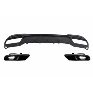 Rear Diffuser with Exhaust Tips Tailpipe Black suitable for MERCEDES E-Class W212 S212 AMG Sport Line Facelift (2013-2016)