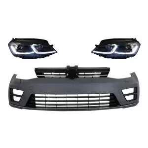 Front Bumper with LED Headlights Sequential Dynamic Turning Lights suitable for VW Golf VII 7 (2013-2017) R-Line Look