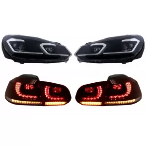LED Headlights and Taillights suitable for VW Golf 6 VI (2008-2013) With Facelift G7.5 Look Silver Flowing Dynamic Sequential Turning Lights LHD