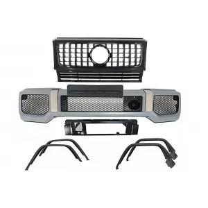Front Bumper with Fender Flares Wheel Arches and Front Grille suitable for Mercedes G-Class W463 (1989-2018) G65 Design