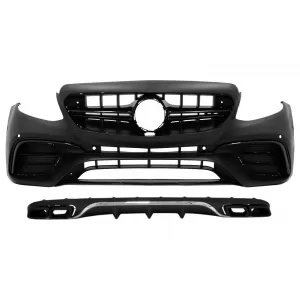 Front Bumper with Diffuser and Exhaust Muffler Tips Black suitable for Mercedes E-Class W213 S213 Standard (2016-2019) E63 Design